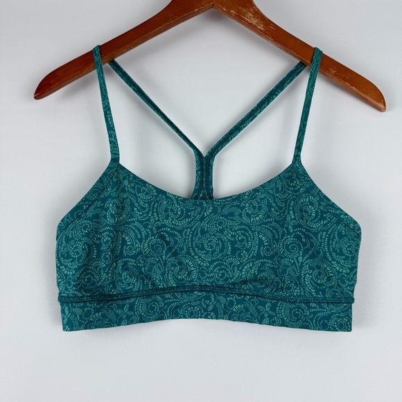 Lululemon Flow Y Bra – Teal Paisley – Size 6 – Mesh Back - Picture 1 of 5